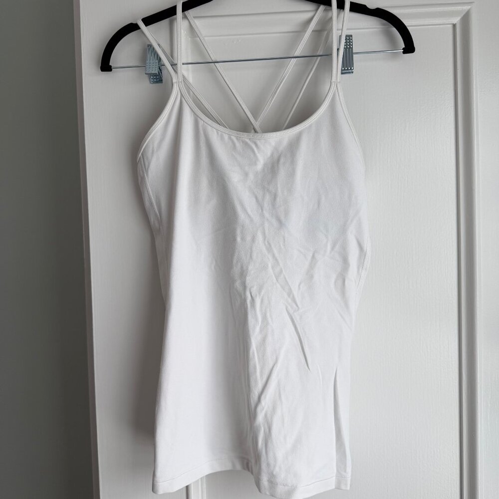 lululemon white criss cross tank with bra white 8